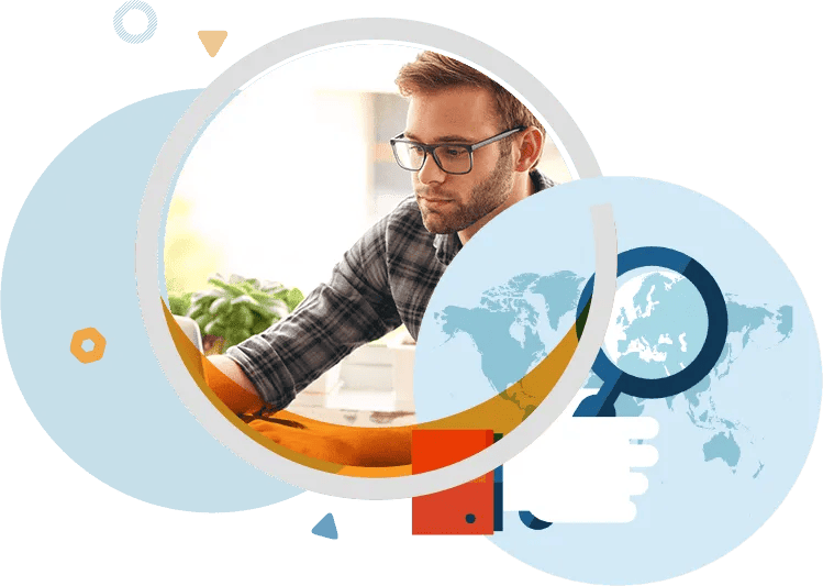 Man wearing glasses working